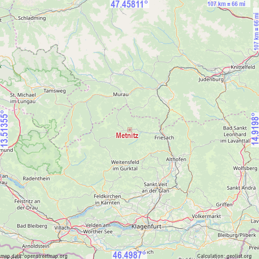 Metnitz on map