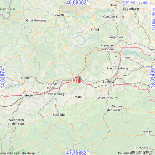 Melk on map