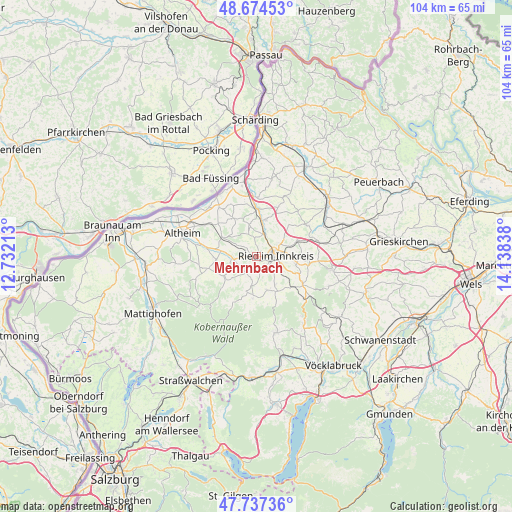 Mehrnbach on map