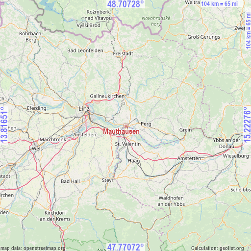 Mauthausen on map