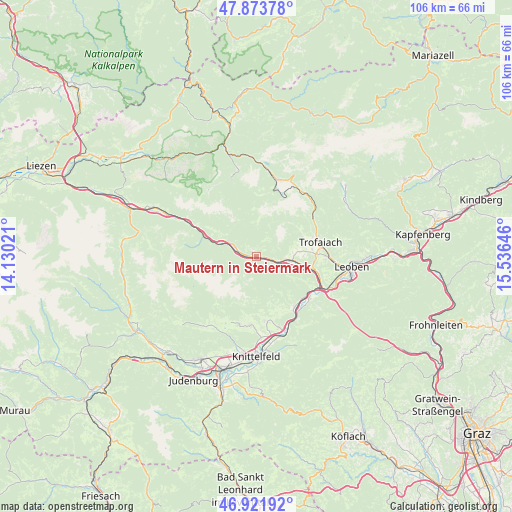 Mautern in Steiermark on map