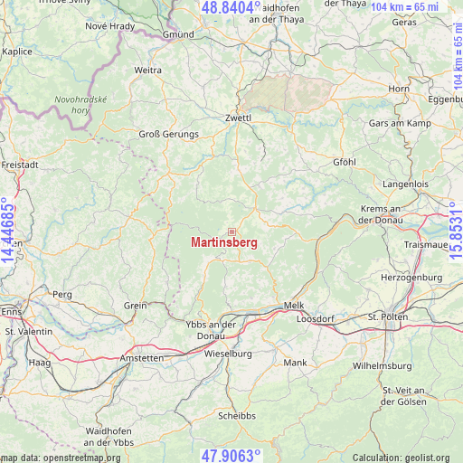 Martinsberg on map
