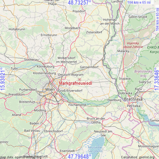 Markgrafneusiedl on map