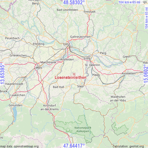 Losensteinleithen on map