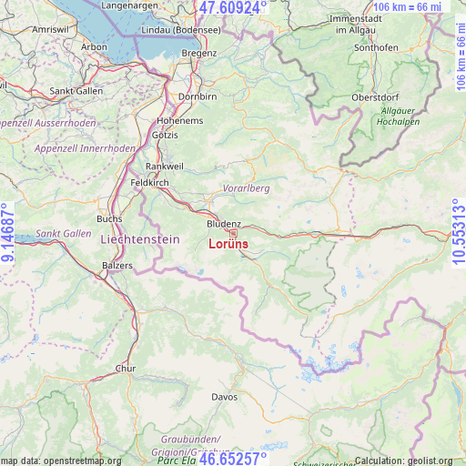 Lorüns on map