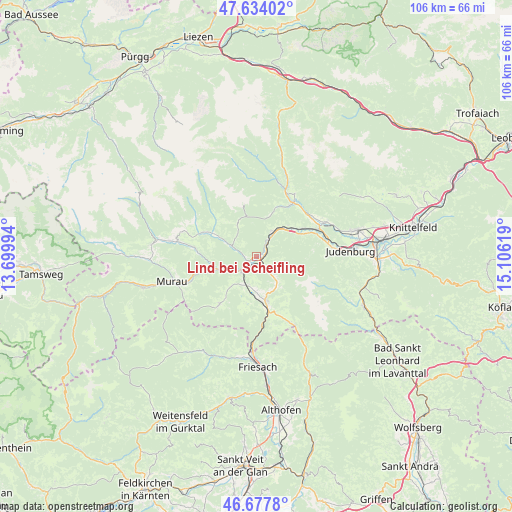 Lind bei Scheifling on map