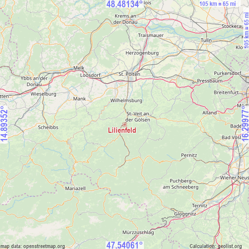 Lilienfeld on map