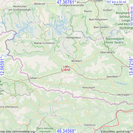 Lienz on map