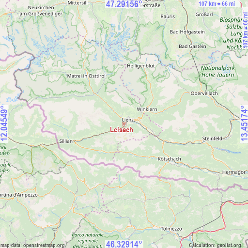 Leisach on map