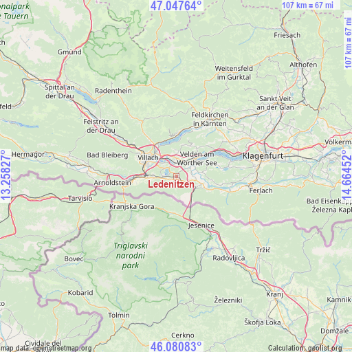 Ledenitzen on map