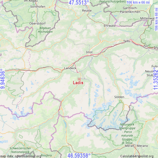 Ladis on map