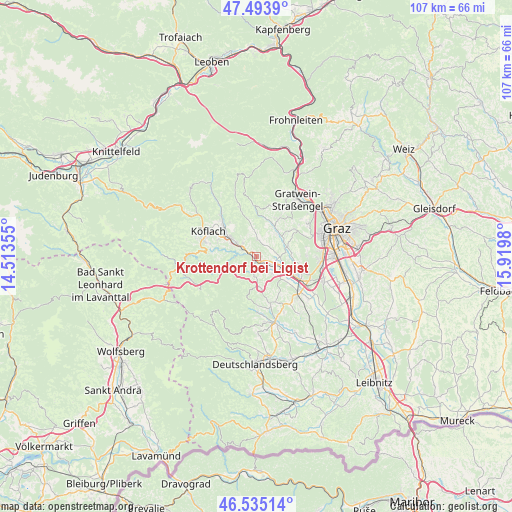 Krottendorf bei Ligist on map