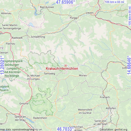 Krakauhintermühlen on map