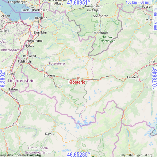 Klösterle on map