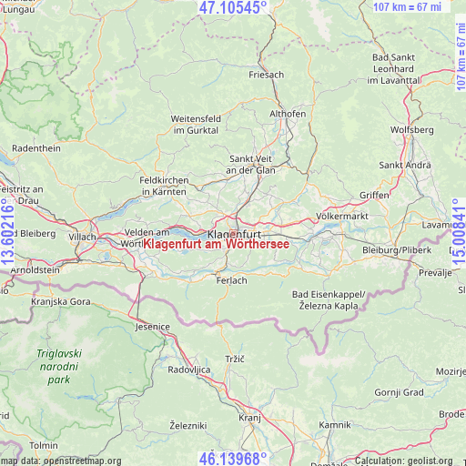 Klagenfurt am Wörthersee on map
