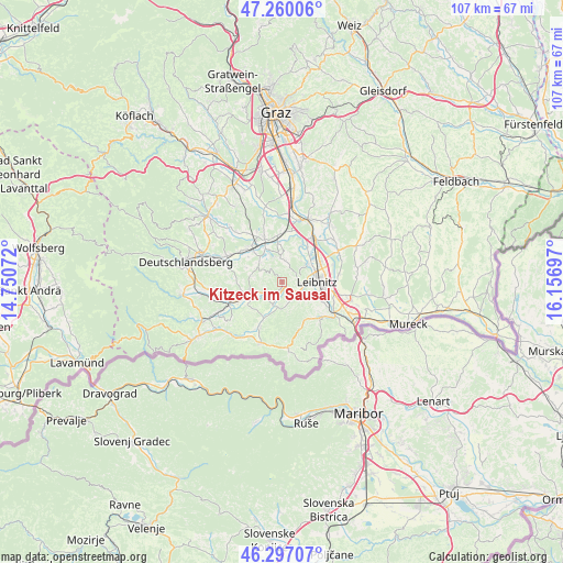 Kitzeck im Sausal on map