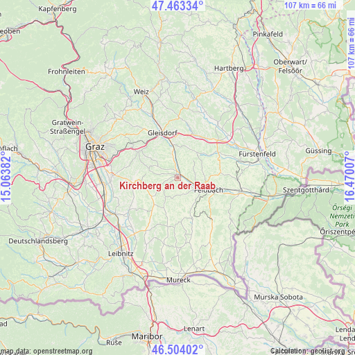 Kirchberg an der Raab on map