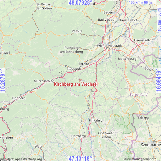 Kirchberg am Wechsel on map