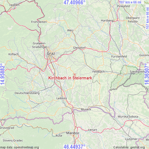 Kirchbach in Steiermark on map