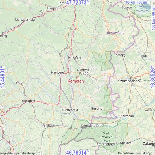 Kemeten on map