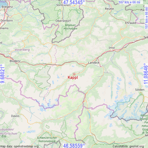 Kappl on map