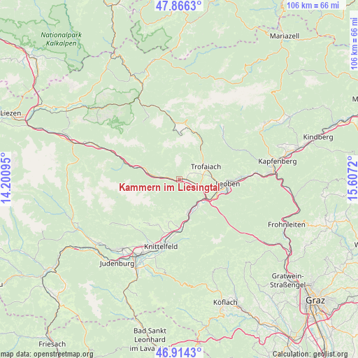 Kammern im Liesingtal on map