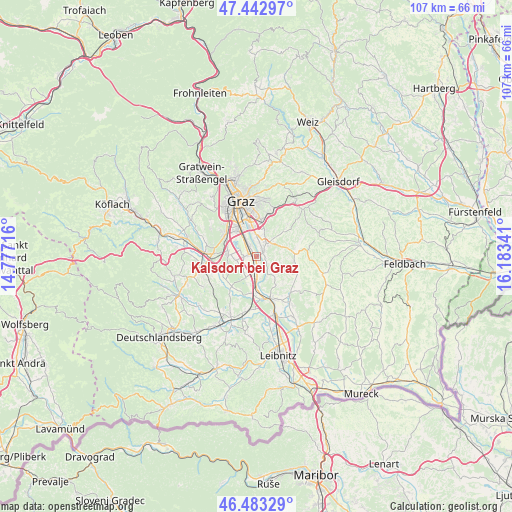 Kalsdorf bei Graz on map