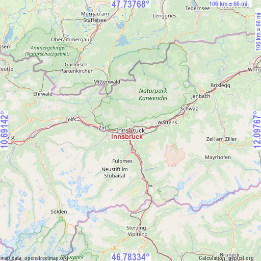 Innsbruck on map
