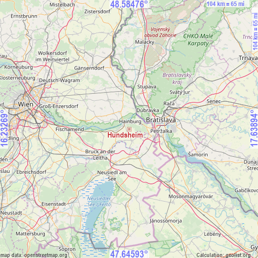 Hundsheim on map