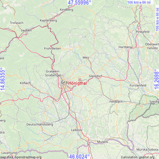 Hönigthal on map