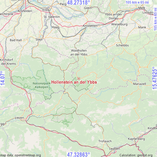 Hollenstein an der Ybbs on map