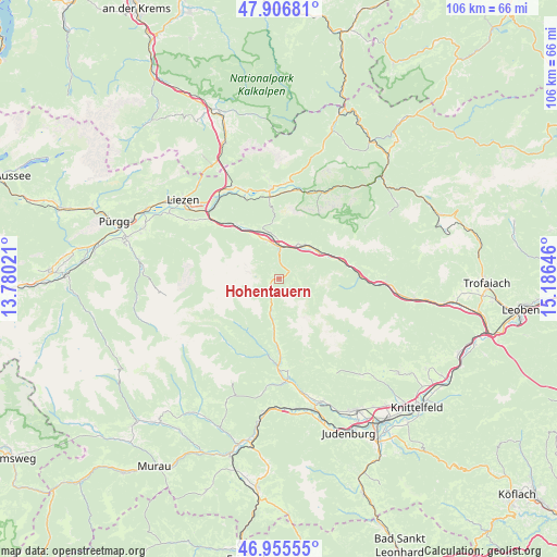 Hohentauern on map