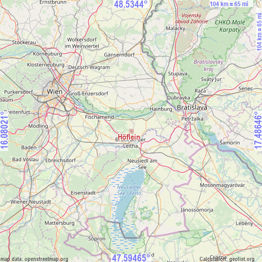 Höflein on map