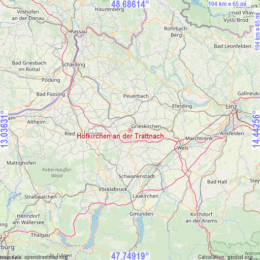 Hofkirchen an der Trattnach on map
