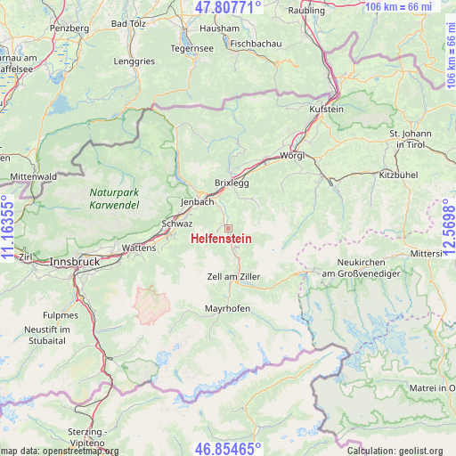 Helfenstein on map