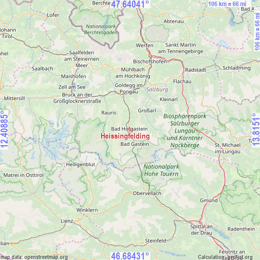 Heissingfelding on map