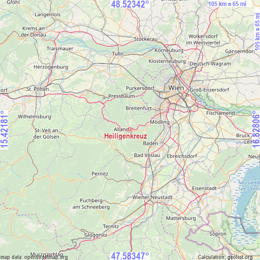 Heiligenkreuz on map