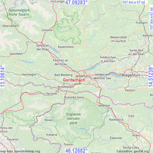 Goritschach on map