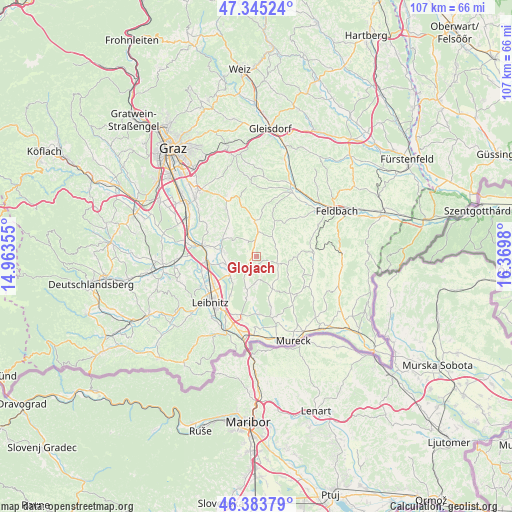 Glojach on map