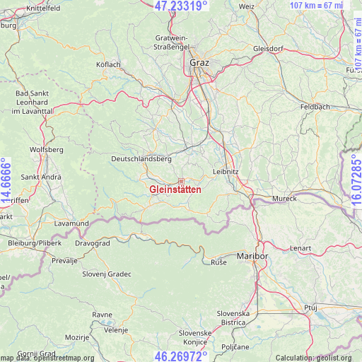 Gleinstätten on map