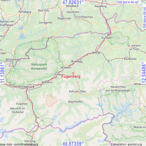Fügenberg on map