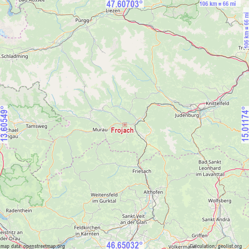 Frojach on map