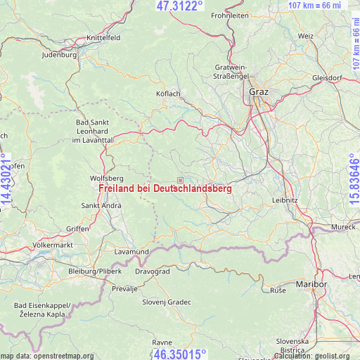 Freiland bei Deutschlandsberg on map