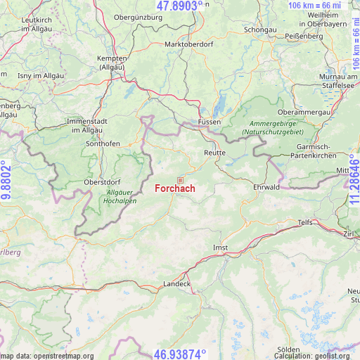 Forchach on map