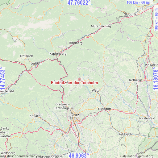 Fladnitz an der Teichalm on map