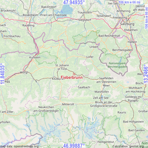 Fieberbrunn on map