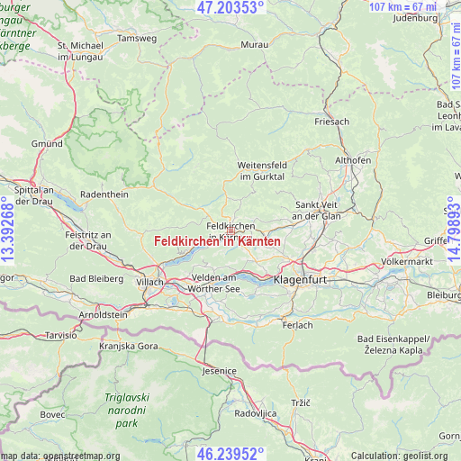 Feldkirchen in Kärnten on map