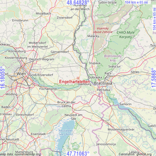 Engelhartstetten on map