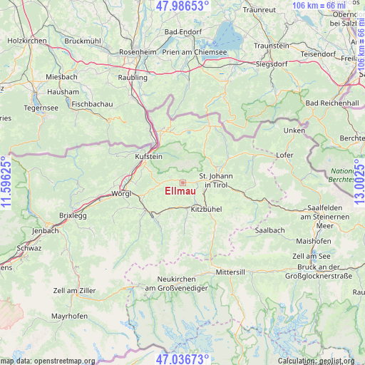 Ellmau on map