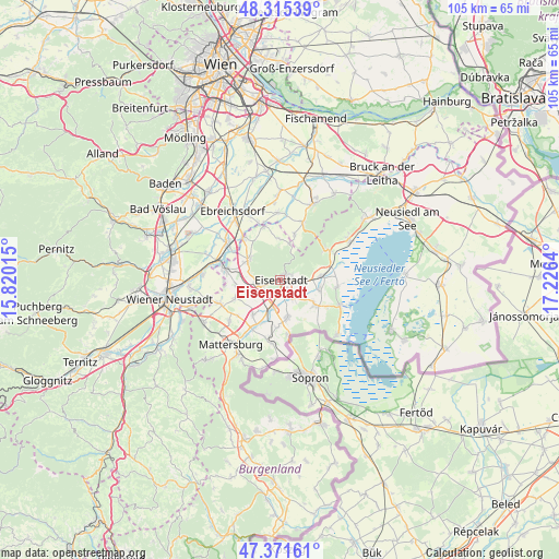 Eisenstadt on map